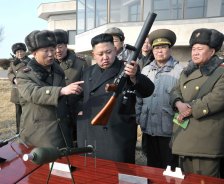 N. Korean leader inspects artillery firing drill